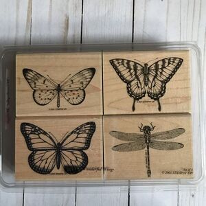 Stampin up Wonderful Wings wood mounted rubber stamps set of 4 Butterflies